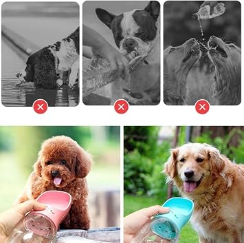 Jouis Evcil Hayvanlar İçin 350 ML Taşınabilir Su Seyahat Suluğu – Oval Uç Ergonomik Tasarım, Tek Tuş Su Kontrolü, Su Sızdırmaz Kilit Sistemi, Köpek ve Kedi İçin Pratik Kullanım