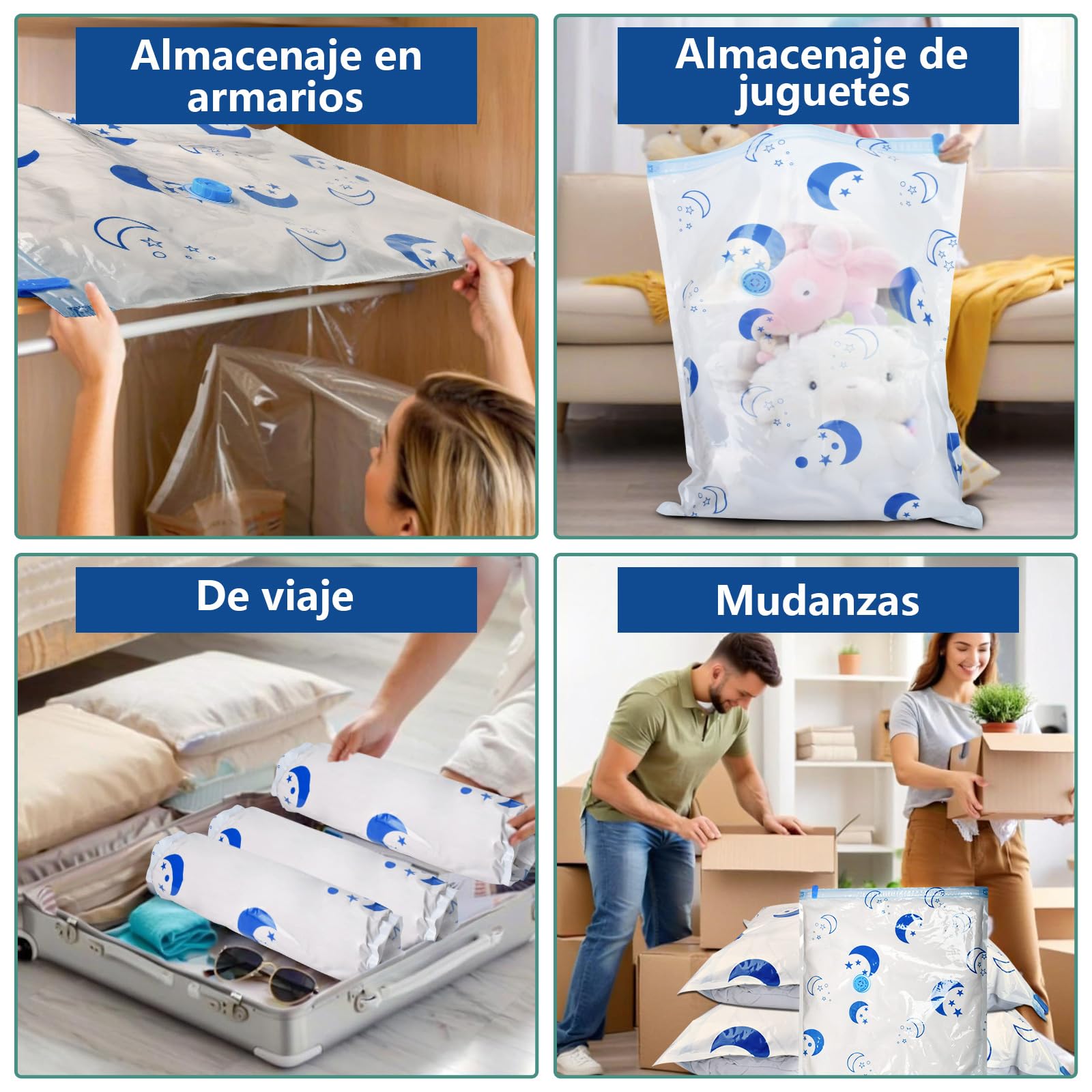 SZO Sacchetti sottovuoto per piumoni con pompa elettrica 16 pezzi (4 Jumbo, 4 Grandi, 4 Medi, 4 Piccoli) Viaggio Sgonfiaggio rapido Salvaspazio per piumoni vestiti cuscini biancheria da letto
