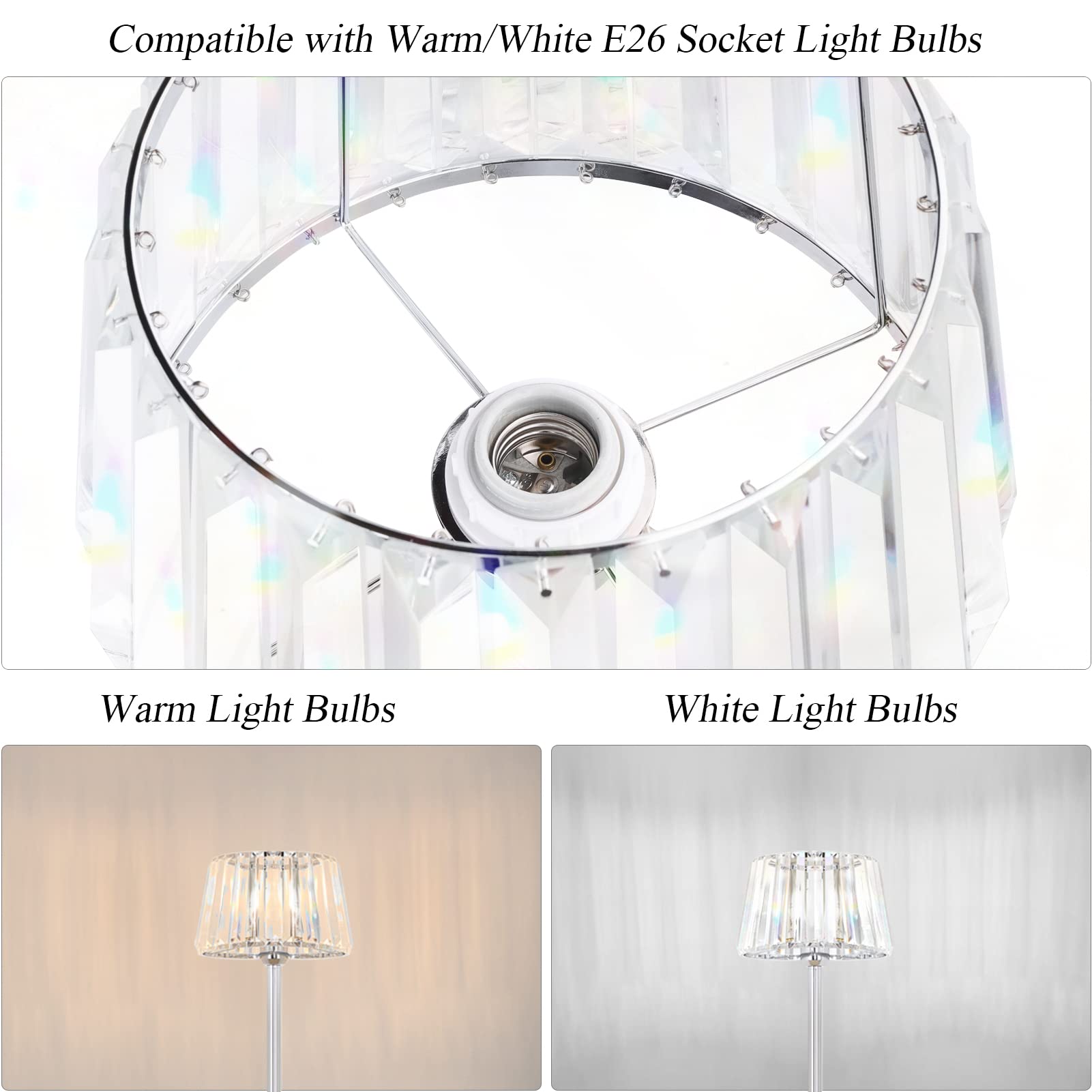 Ralbay Elegant Crystal Floor Lamp, Modern Minimalist Bedroom K9 Crystal