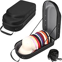 Vista 16 de Funda rígida para gorra de béisbol, funda de viaje con correa ajustable para el hombro, funda para 12 gorras de béisbol, perfecta para viajes y Negro