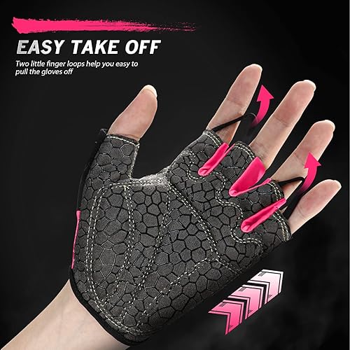 Miniatura 3 de Guantes de bicicleta para hombres y mujeres con almohadilla antideslizante que absorbe los golpes, guantes de ciclismo ligeros de medio dedo