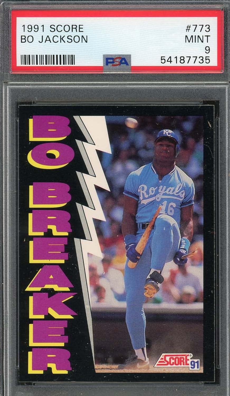 Bo Jackson 1991 Score Bo Breaker Baseball Card #773 Professionally Graded PSA 9 (Cert#54187735) Vintage MLB Baseball Card