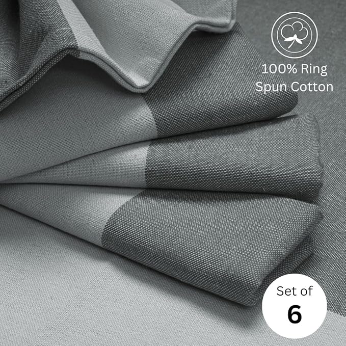 Servilletas de Tela 100% Algodón Set de 6 - Gris 18x18 in miniatura 2