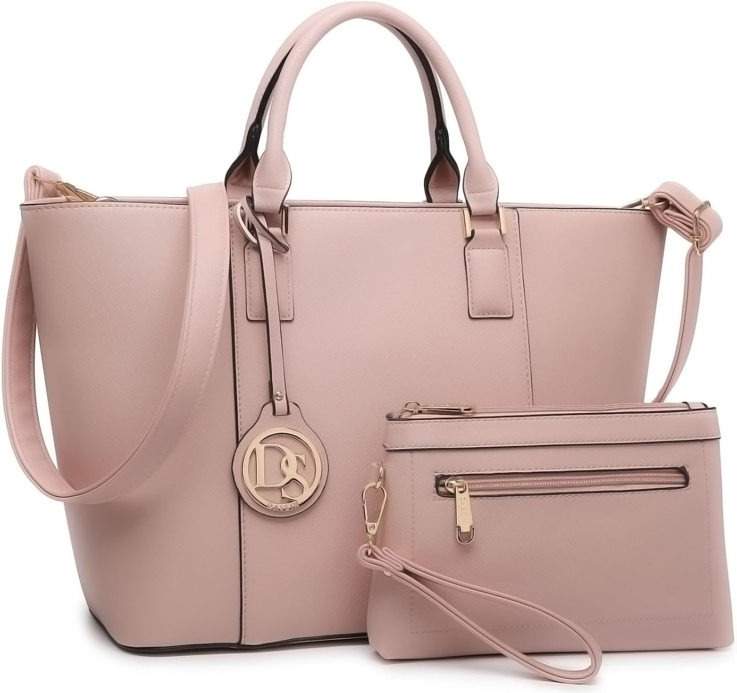 Dasein Women Satchel Purse Handbag Shoulder Bag Work Tote Bag with Matching Clutch