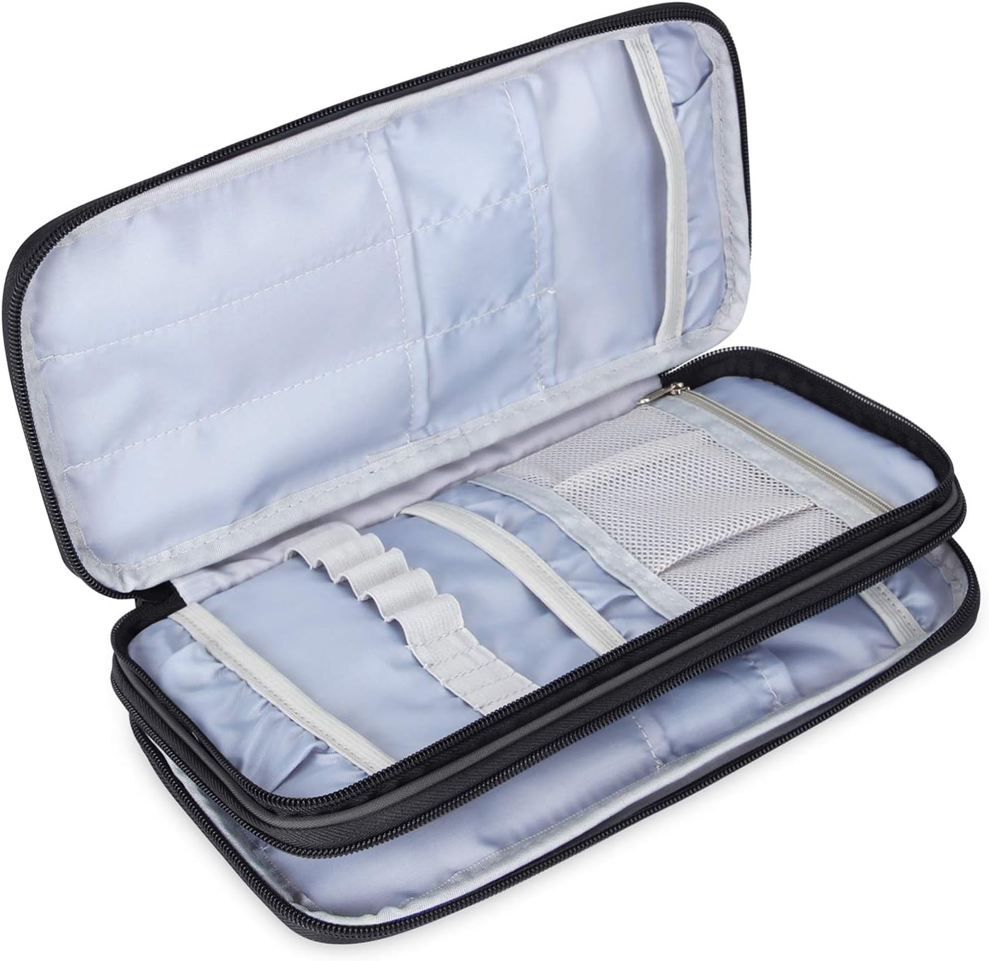 Teamoy Knitting Needles Case(up to 10-Inch), Travel Organizer Storage Bag for Circular and Straight Knitting Needles, Crochet Hooks and Knitting Accessories, Gray-NO ACCESSORIES INCLUDED