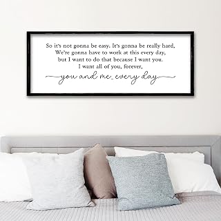 ZZJJHYWGQ Romantic Movie Quote Sign, Black, 32"×12" | So It's Not Gonna Be Easy, Home Wall Decor Art, You and Me Everyday Love Family Sign, For Master Bedroom Above Bed