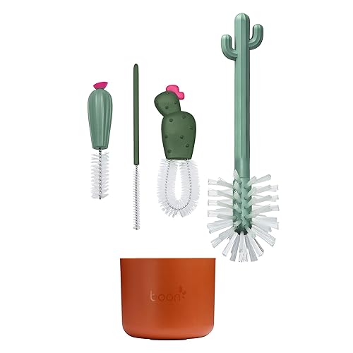 Miniatura 2 de Boon - Juego de cepillos en forma de cactus para limpiar biberones, color terracota, juego de 4 piezas