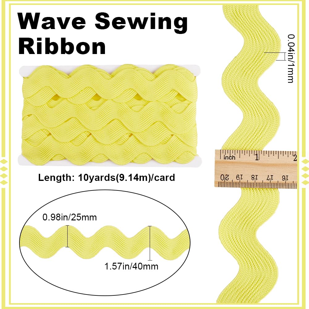 GORGECRAFT 10 Yard 40mm Jumbo RIC Rac Lace Trim Rick Rack Ribbon Wave Bending Fringe Trimming Sewing Rickrack Zig Zag Braided Woven Fabric for Sewing Crafts Christmas Wedding Party (Yellow) - Image 2