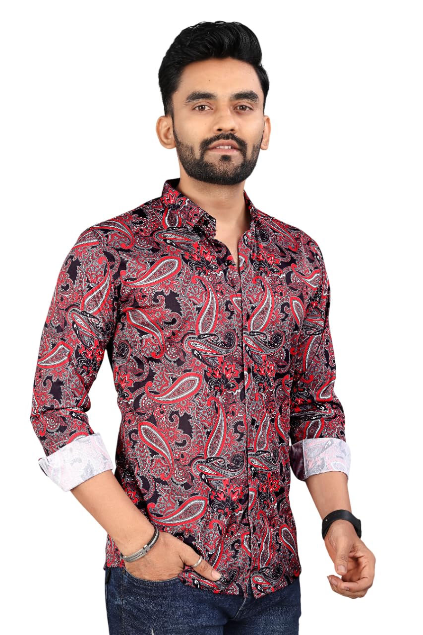 uiriuy Men's Designer Printed Shirt Paisley Shirt for Wedding | Festive & Daily Use-picture-4
