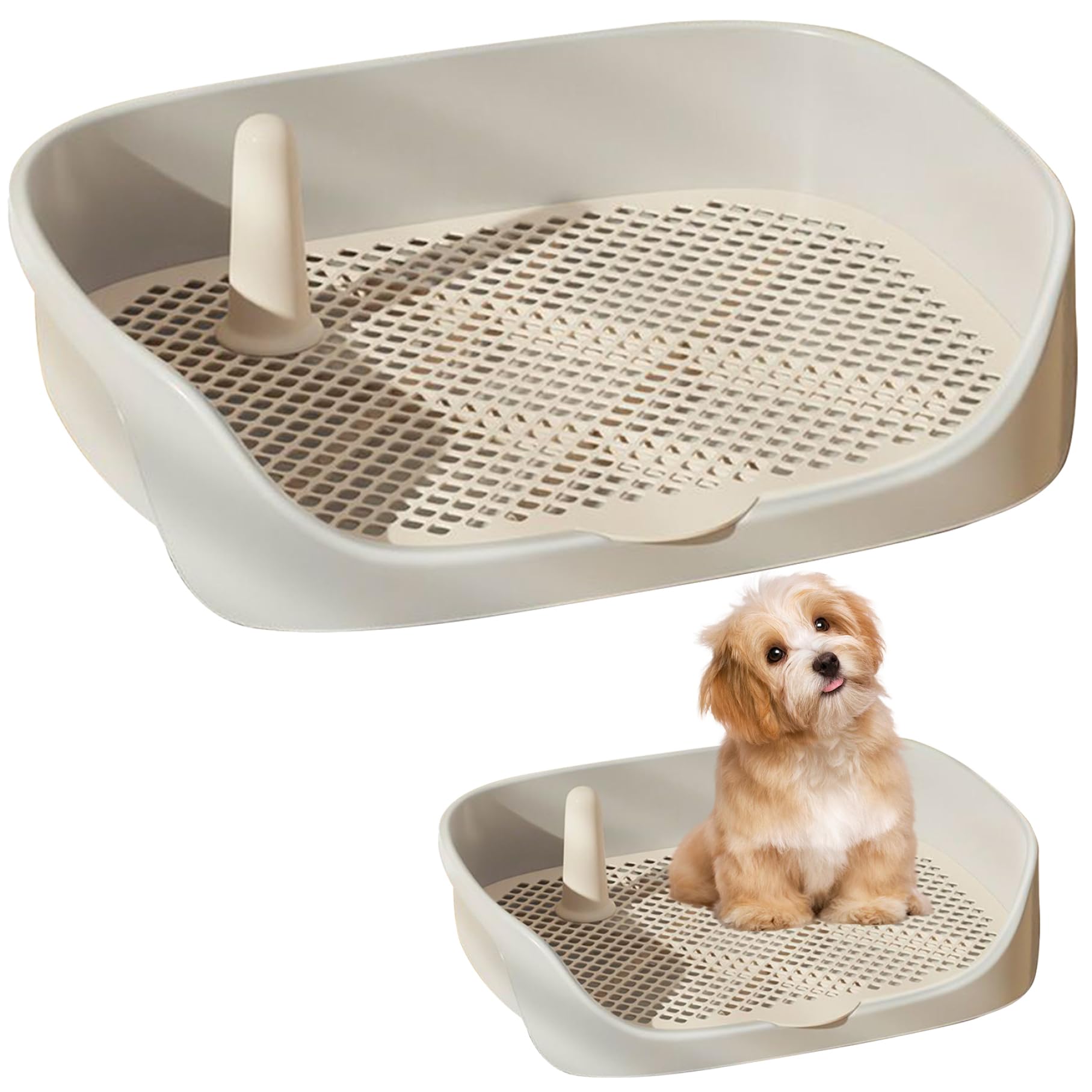 Gamelle de toilette pour chien - 15,8 x 11,8 x 4,3 cm - Dans toilettes amovibles pour chien en plastique - Entraîneur pour petits animaux de compagnie - Lavable pour petits chiens et chiots (bla