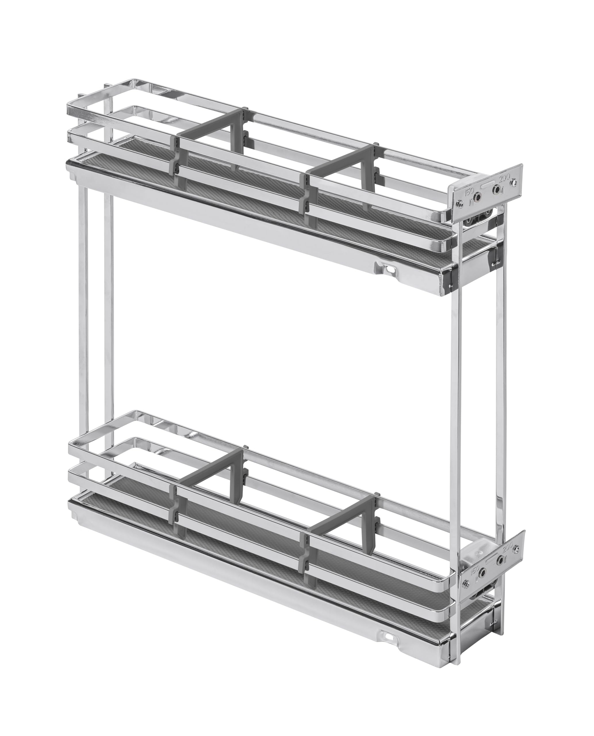 GTV - Organizer da cucina MOVIXPRO | Attrezzature cargo | Sistema di scaffalatura estraibile | Larghezza esterna 150 mm | 2 ripiani | Senza guide | Cromo