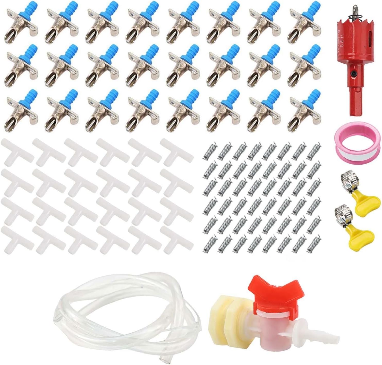 24Pcs Automatic Rabbit Waterer Drinker, Quail Rabbit Water Bottle Dispenser, Rabbit Waterer With Double Spring Spout, Automatic Rabbit Watering System For Rabbit Breeding