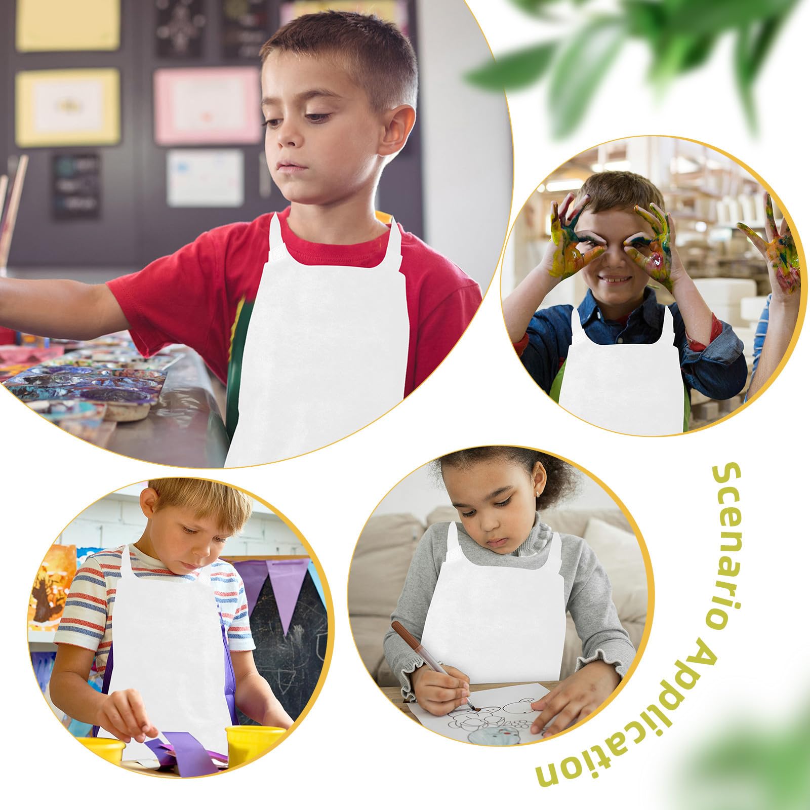 Toddmomy Delantal de pintura blanco para niños (25 unidades): delantal de artista para manualidades infantiles, ideal para dibujar, fiestas infantiles y actividades artísticas, ideal para el aula y