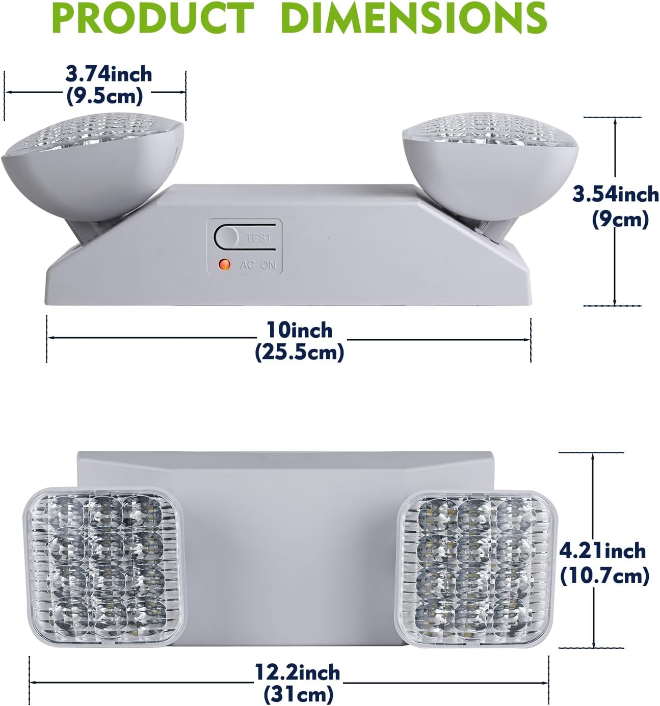 Emergency Lights for Business Home Power Failure,4Hours 300lm Emergency Light Fixtures for Exit Door, Commercial Battery Backup Lighting,Hardwired, UL 924 AC85-277V