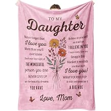 Daughter Gifts from Mom, Daughter Birthday Gifts, to My Daughters Blanket with Flower, Birthday Christmas Graduation Gift for Daughters Adult, Daughters Blanket from Mom, 60 X 50, Pink