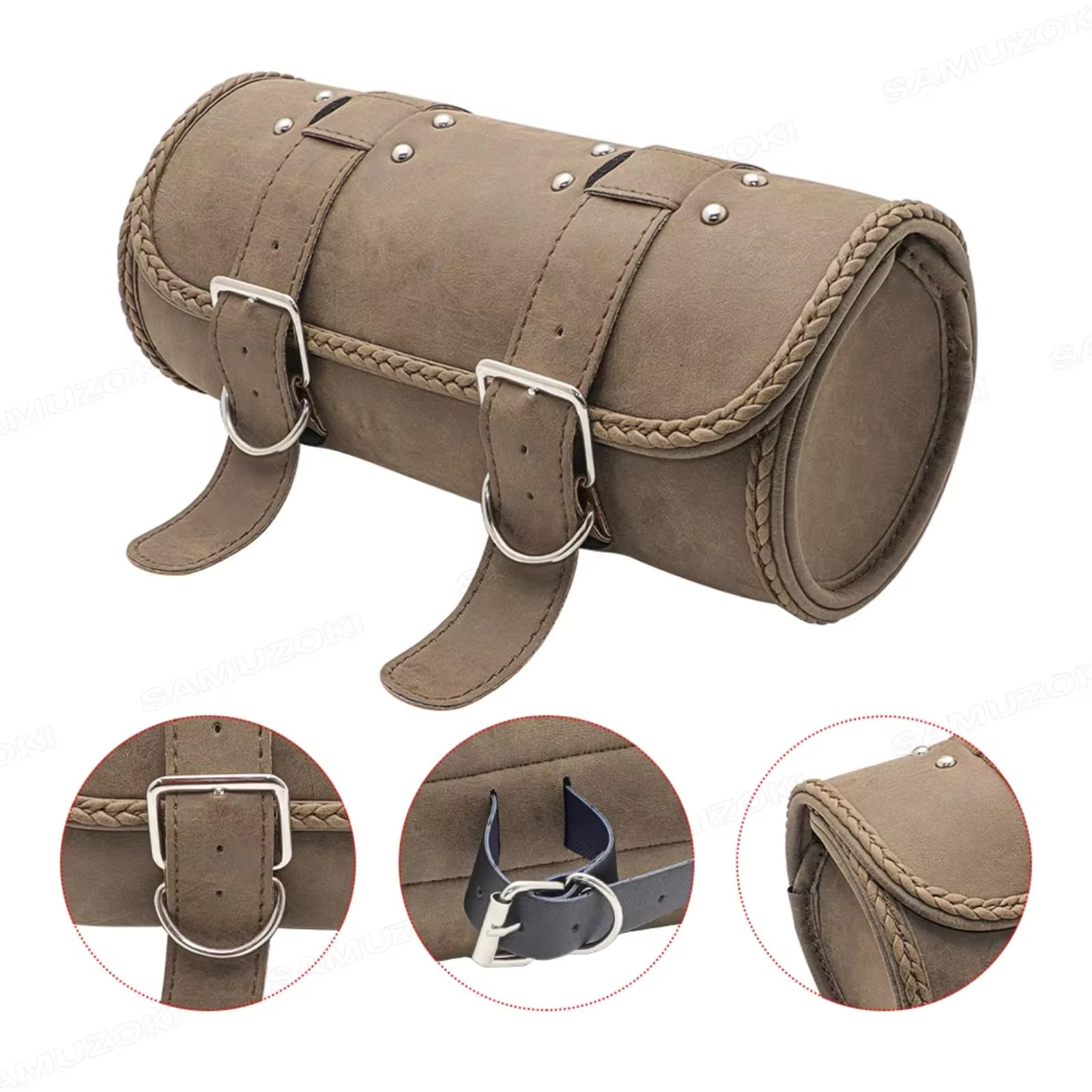 Compatibile Con Suzuki 1 Pz PU Moto Zaino Bagagli Borsa Sella Borse Per Attrezzi Accessori Di Ricambio Sacche Moto(Brown)