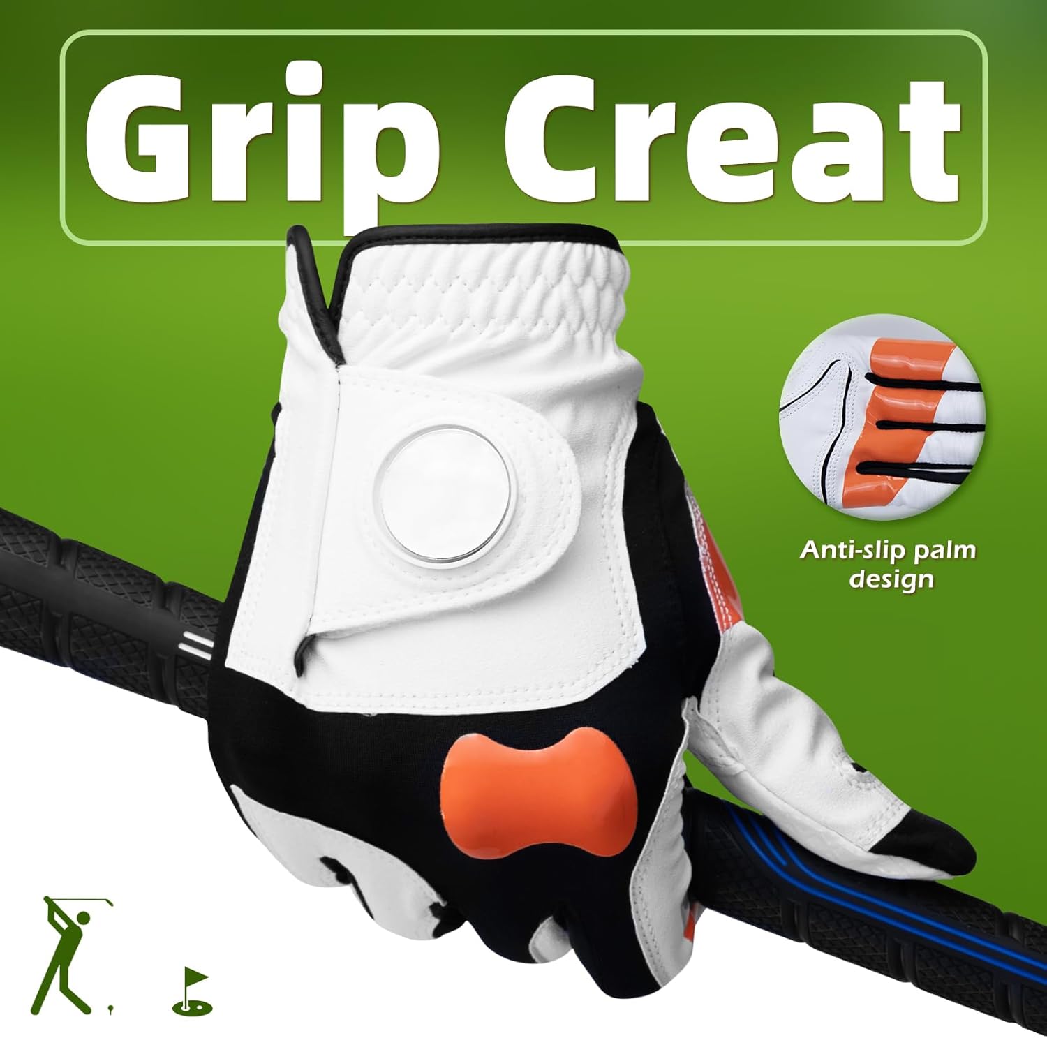 Men's Left Hand Golf Glove with Joint Knuckle Indicator – Breathable & Anti-Slip Design, Enhanced Grip Performance, Adjustable Closure for Secure Fit – Ideal for Training and Tournaments