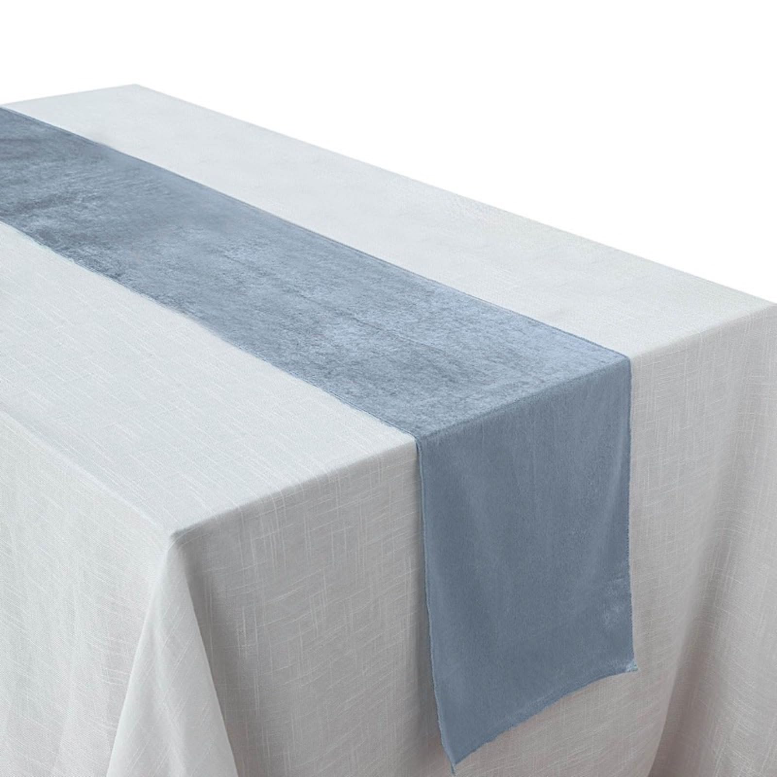 Balsa Circle 12x108-Inch Dusty Blue Premium Velvet Table Runner - Wedding Reception Party Catering Kitchen Linens Decorations Supplies