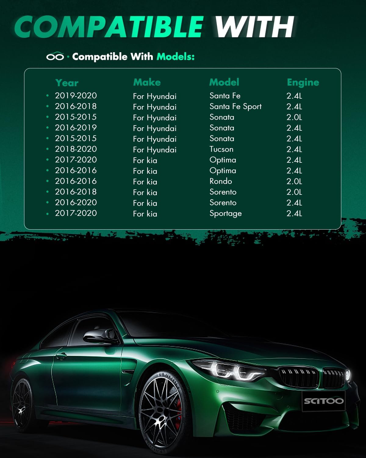 SCITOO Ignition Coil suitable with, for Hyundai Sonata 2015-2019, Santa Fe Sport 2016-2018, Tucson 2018-2020 & for kia Optima 2016-2020, Sorento, Sportage, Rondo,Pack of 4,UF764