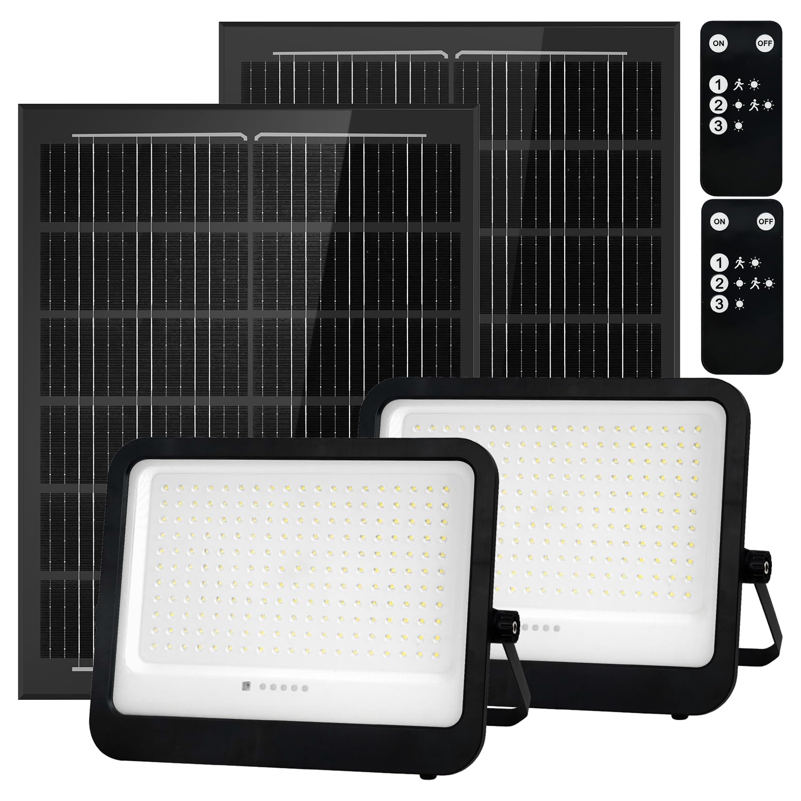 2 Pack LED Solar Lights Outdoor 7000K, 3500LM Solar Powered Flood Lights