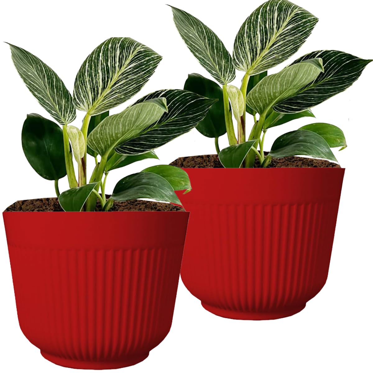 TECHBLAZE 12 inch Pots for Plants Big Size Plastic Flower Planters Multicolor Indoor Outdoor Gardening Gamley for Balcony Garden Nursery School Home Office (Red, Pack of 2) (B0D7HVQ128) Amazon Price History, Amazon Price Tracker
