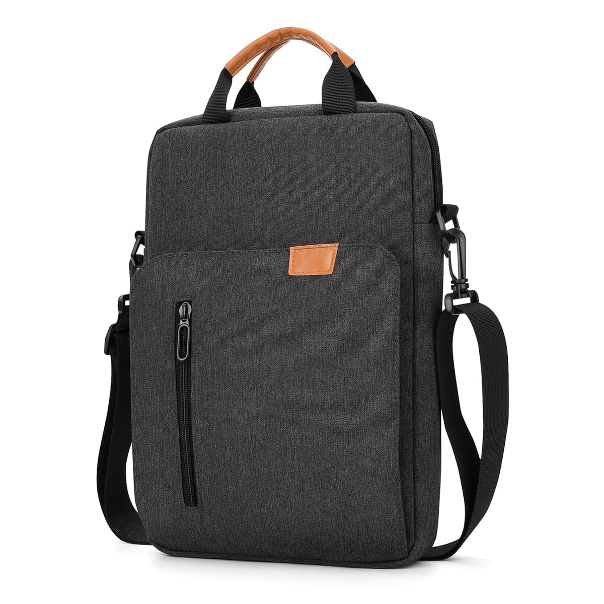 Funda Portatil 14 Pulgadas Bolsa Ordenador con Bandolera para 14” MacBook Pro M4/M3/M2/M1 2024-2021 Chromebook Notebook, Protector PC de Poliéster Impermeable con Bolsillo, Gris Oscuro
