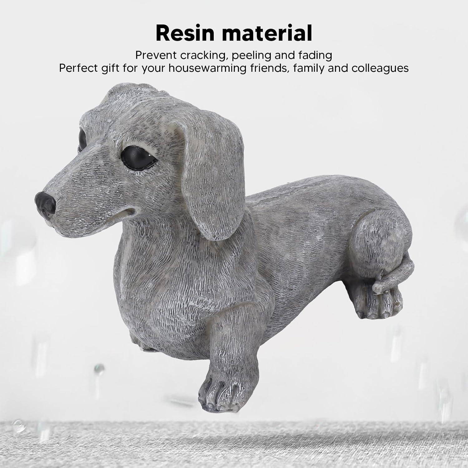 Dog Garden Statues DIY Lifelike Resin Prevent Cracking Dog Statues Home Decor for Courtyard Lawn (Dachshund)