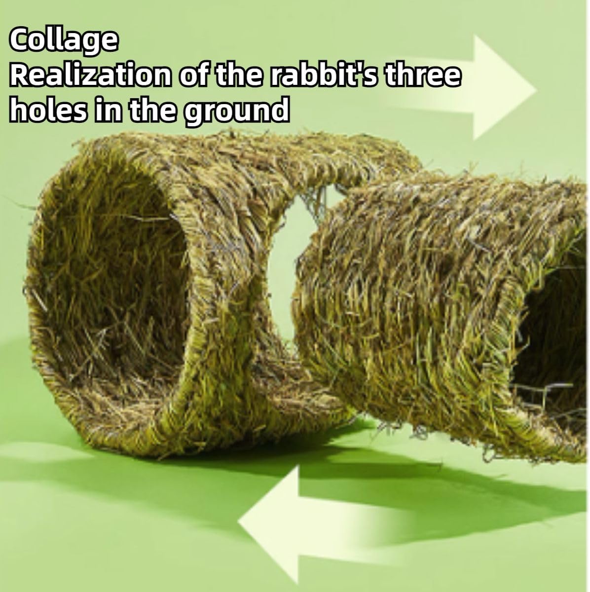 Rabbit Grass Tunnel Toy Nature's Hideaway Straw House with Open Entrance Guinea Pig Tunnel and Tube Home for Hamsters Rats Ferrets Bunny Chinchillas Hedgehogs and Birds