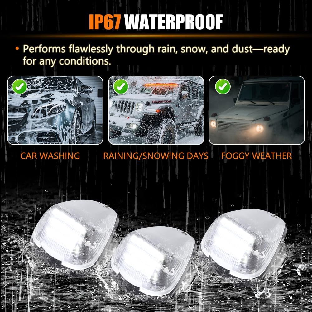 LED Cab Roof Marker Lights Cab Roof Running Top Marker Light for 1999-2016 Fo-rd F250 F350 F450 F550 F650 F750 E150 E250 E350 E450 Super Duty, Clear Lens White LED Cab Roof Marker Lamps, 5 PCS