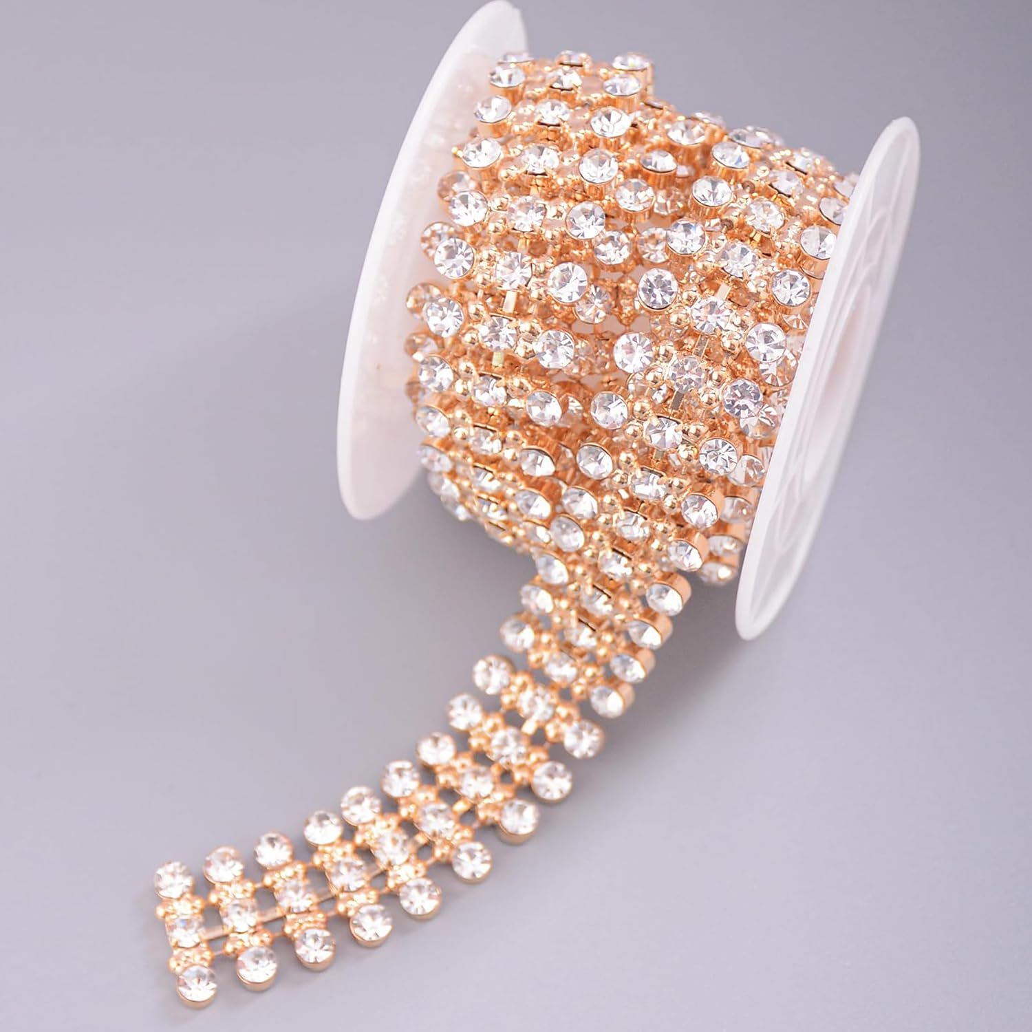 1 Yard Rhinestone Trim Crystal Close Chain Wedding Decoration,Light Pink