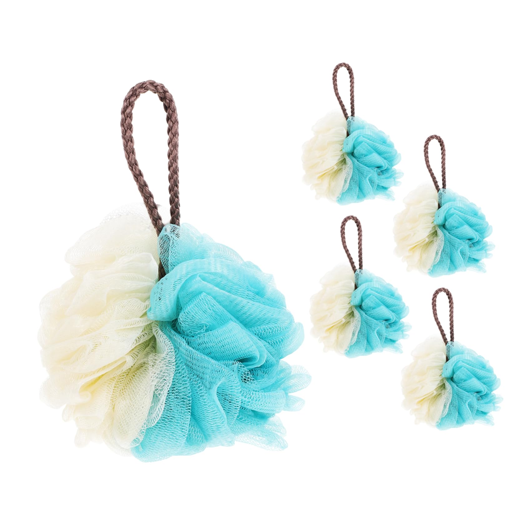 MERRYHAPY 5Pcs Bath Shower Sponge Extra Dual Color Exfoliating Loofah for Adults Soft Body Wash Scrubber for Comfortable Skin Cleansing and Relaxing