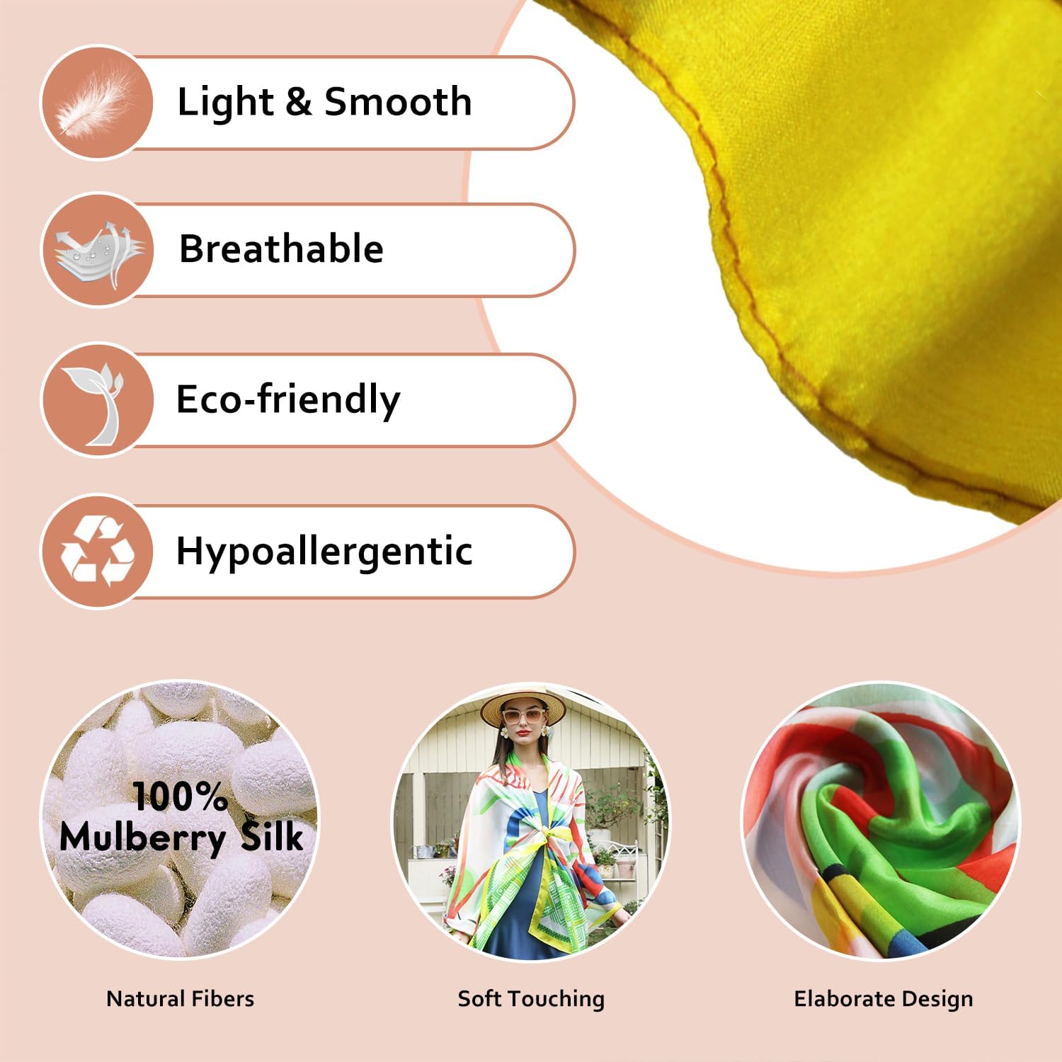 DANA XU Women's 100% Mulberry Satin Silk Pashmina Shawl Wraps Extra Large Floral Scarf for Evening Dresses, Soft Oversized - Image 5