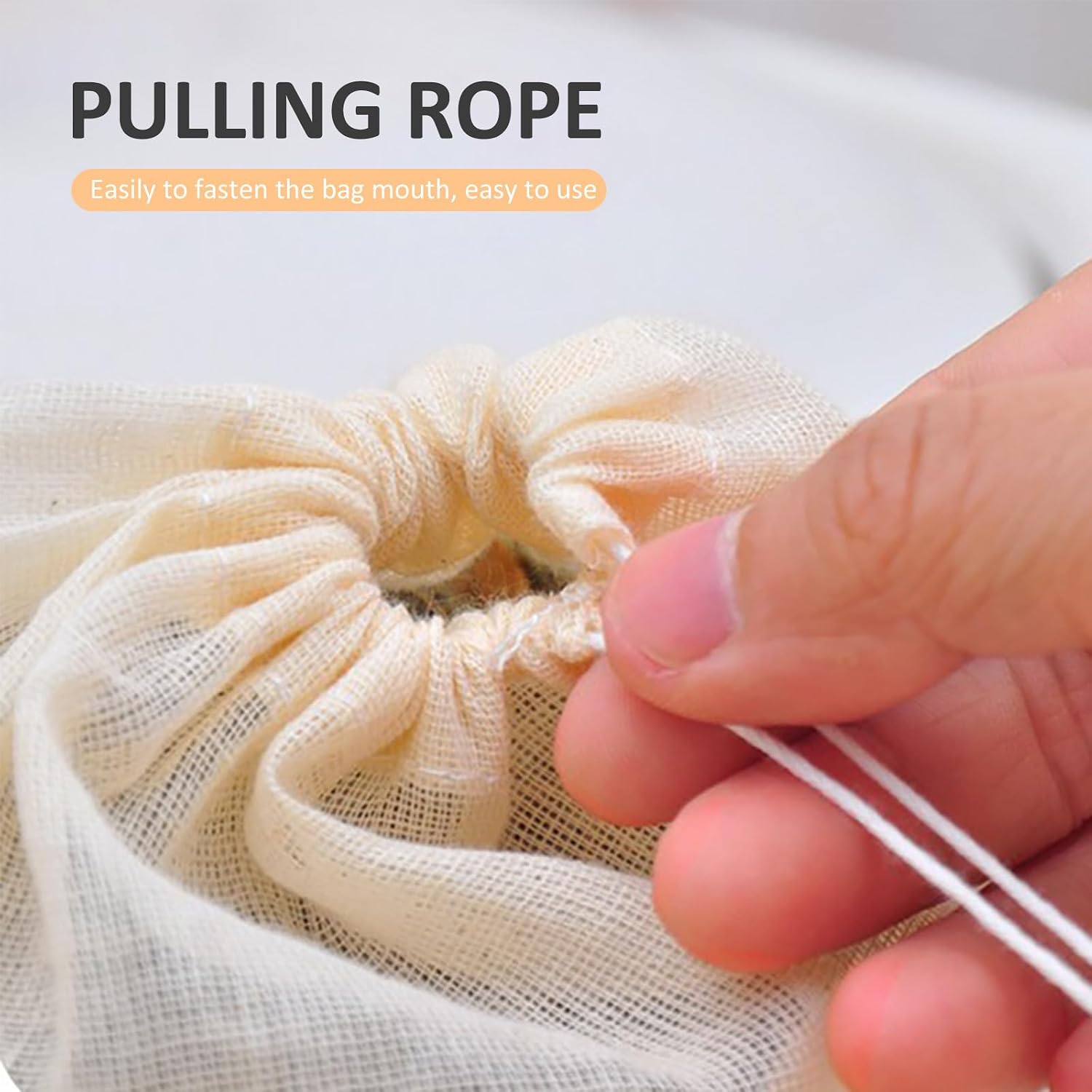 7pcs Cotton Filter Bags Reusable Drawstring Soup Strainers
