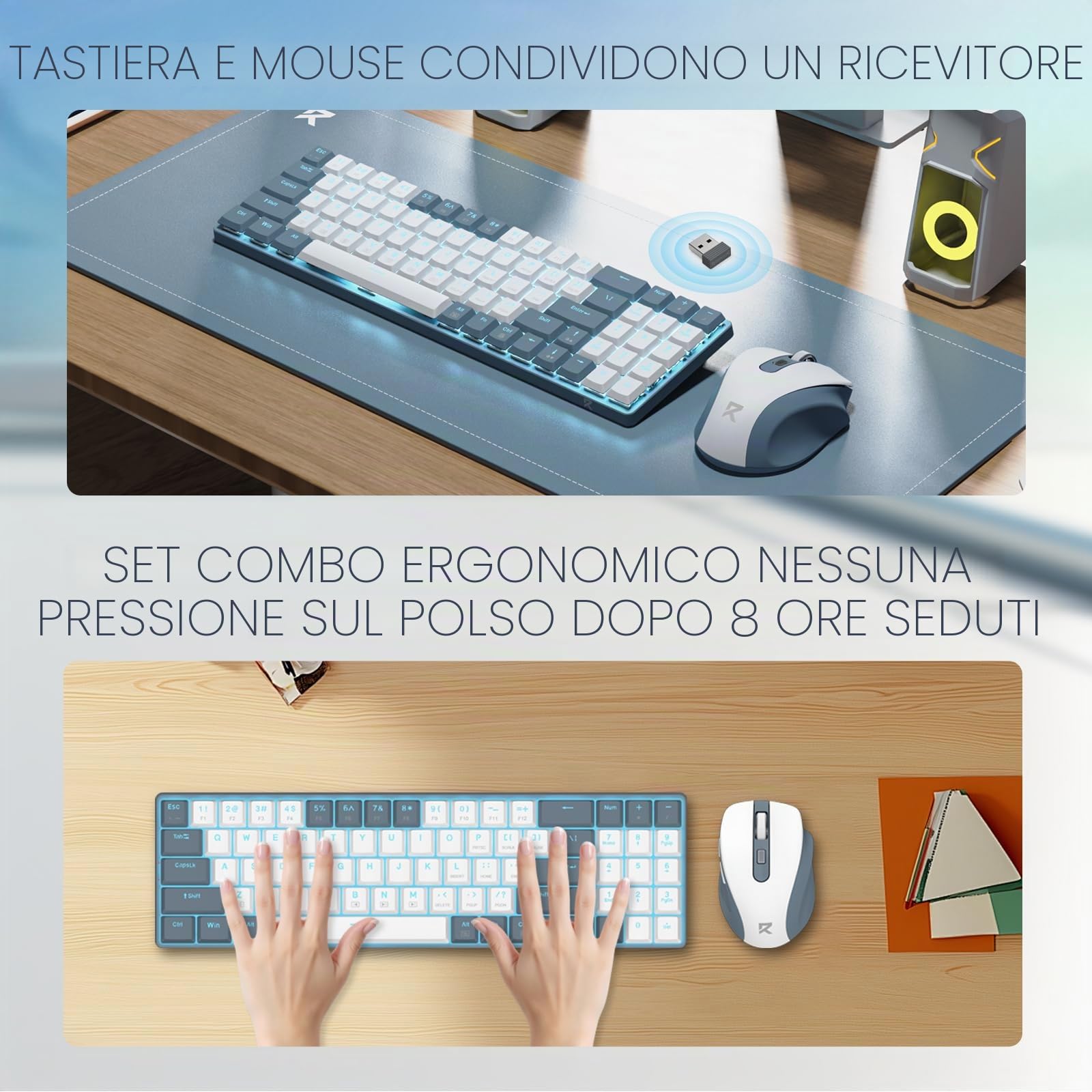Redragon BS8773 Combo Tastiera Mouse Wireless 78 Tasti 2.4G Meccanica | tastiera mouse wireless 78 tasti meccanica low profile interruttori rossi retroilluminazione blu 2400DPI