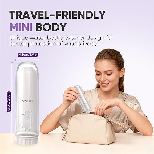 Vista 2 de Pulverizador eléctrico portátil de bidé, bidé de viaje de mano con 2 modos de presión, impermeable, plegable, de tamaño de bolsillo e inalámbrico