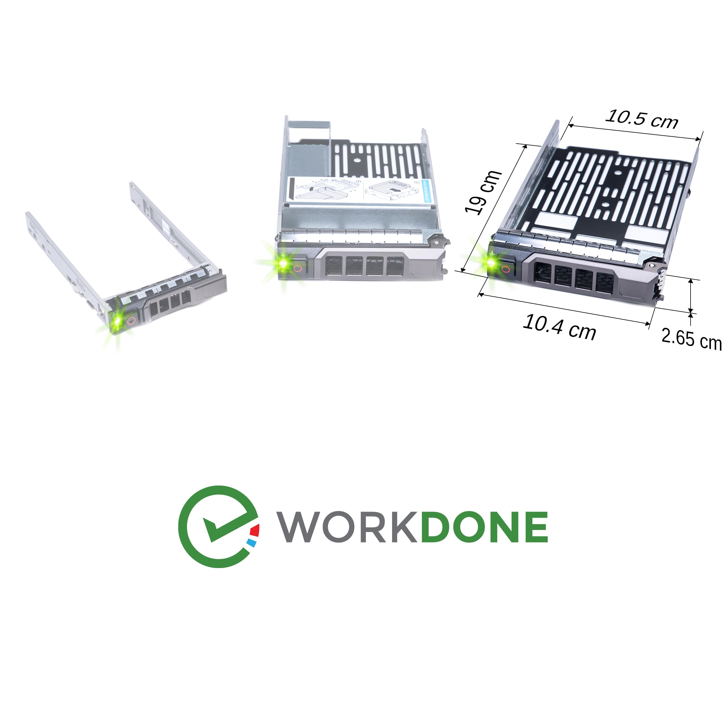 WORKDONE Pack 4u. - Plateau Caddy HDD 3.5" - Compatibles avec Les serveurs Dell PowerEdge - Manuel Installation Détaillée - Autocollants Partie Avant - Tournevis