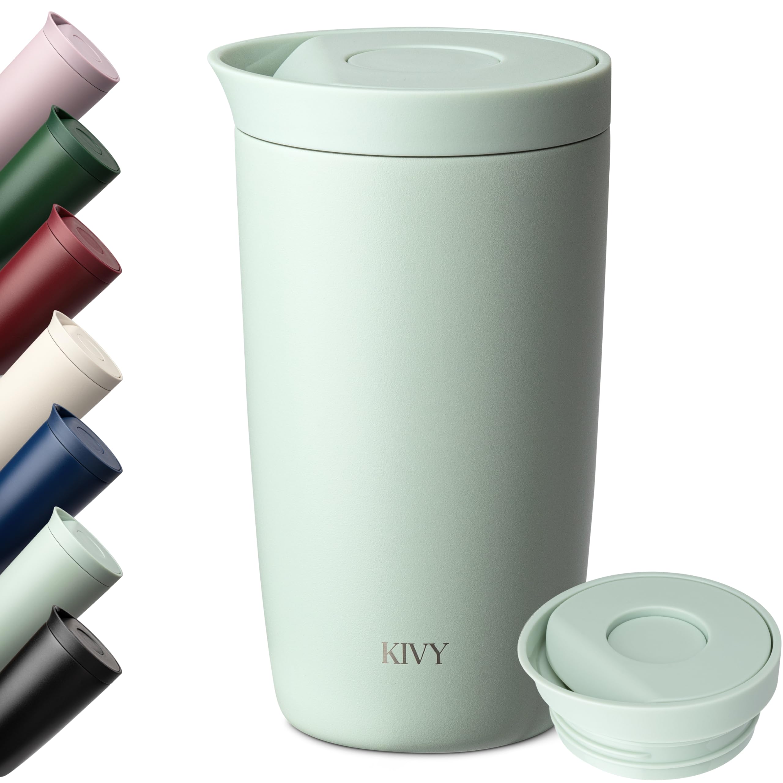 KIVY Thermobecher 350 ml [6h heiß & 24h kalt] für Kaffee, Tee & Iced Coffee - Coffee to go Becher - Thermotasse mit Deckel - Isolierbecher - Travel Mug - Teebecher - Thermo Kaffeebecher to go