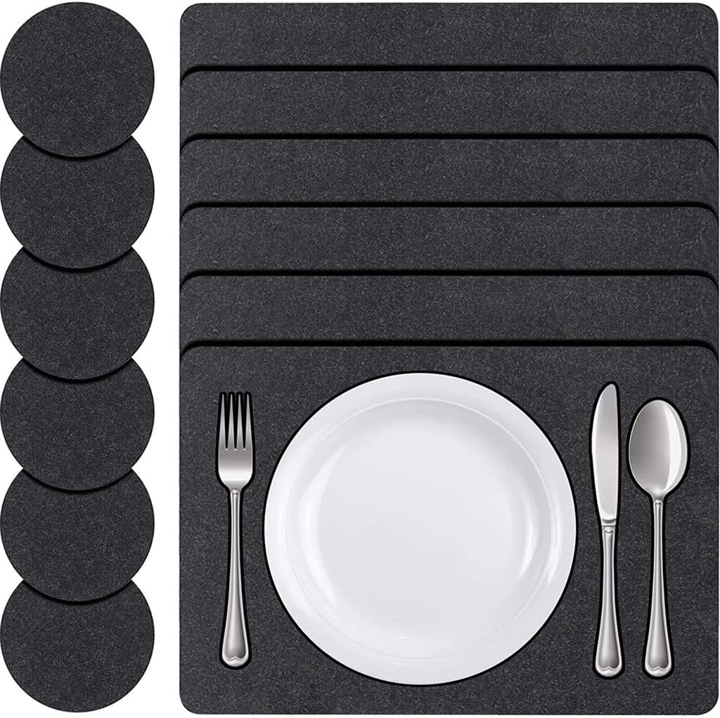 1 Set of Black Square Placemats Coasters Dining Table Protectors Coasters Table Mats Dining Table Kitchen Accessories