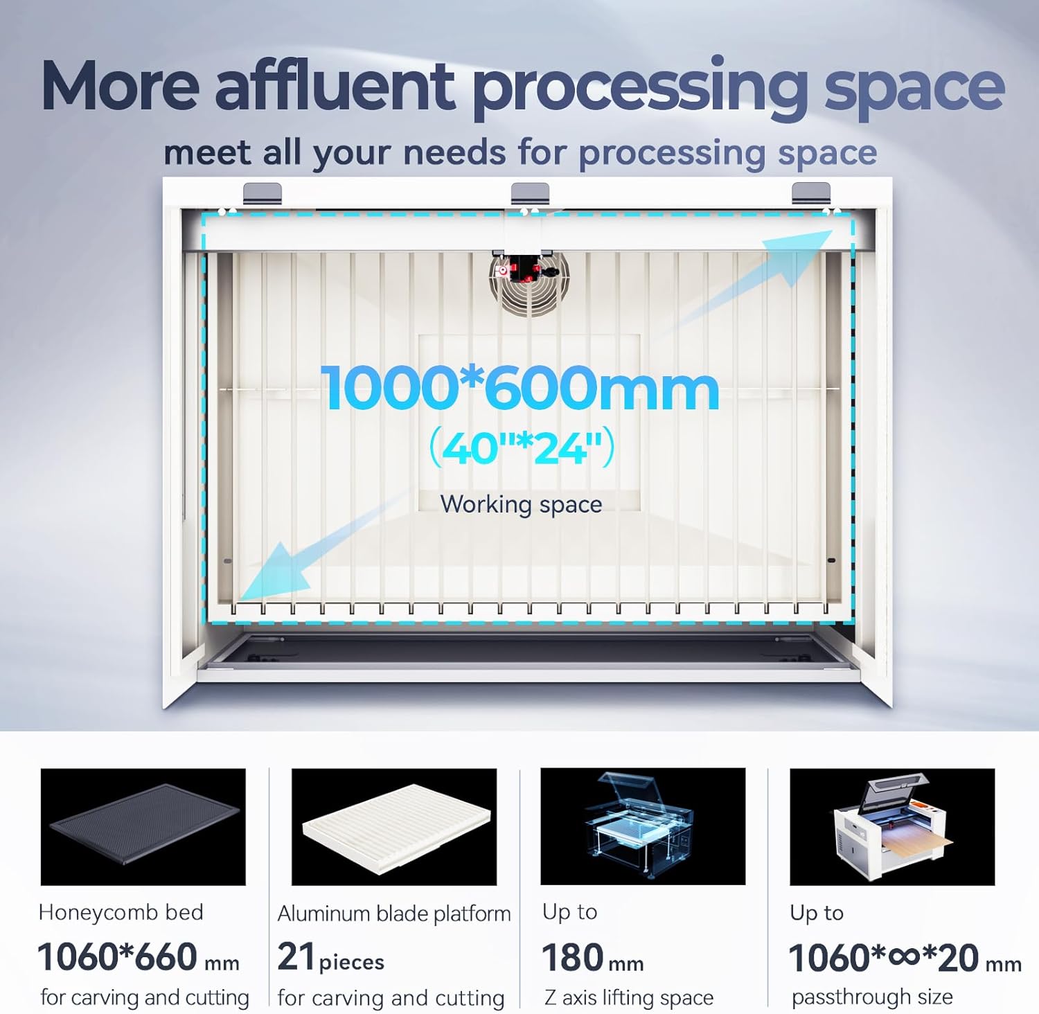 Monport Effi10S 100W Upgraded CO2 Laser Engraver, 40x24 Laser Engraving Machine with Autofocus Autolift, Fume Extractor, Air Assist, Digital Control Panel Industrial Laser Cutter