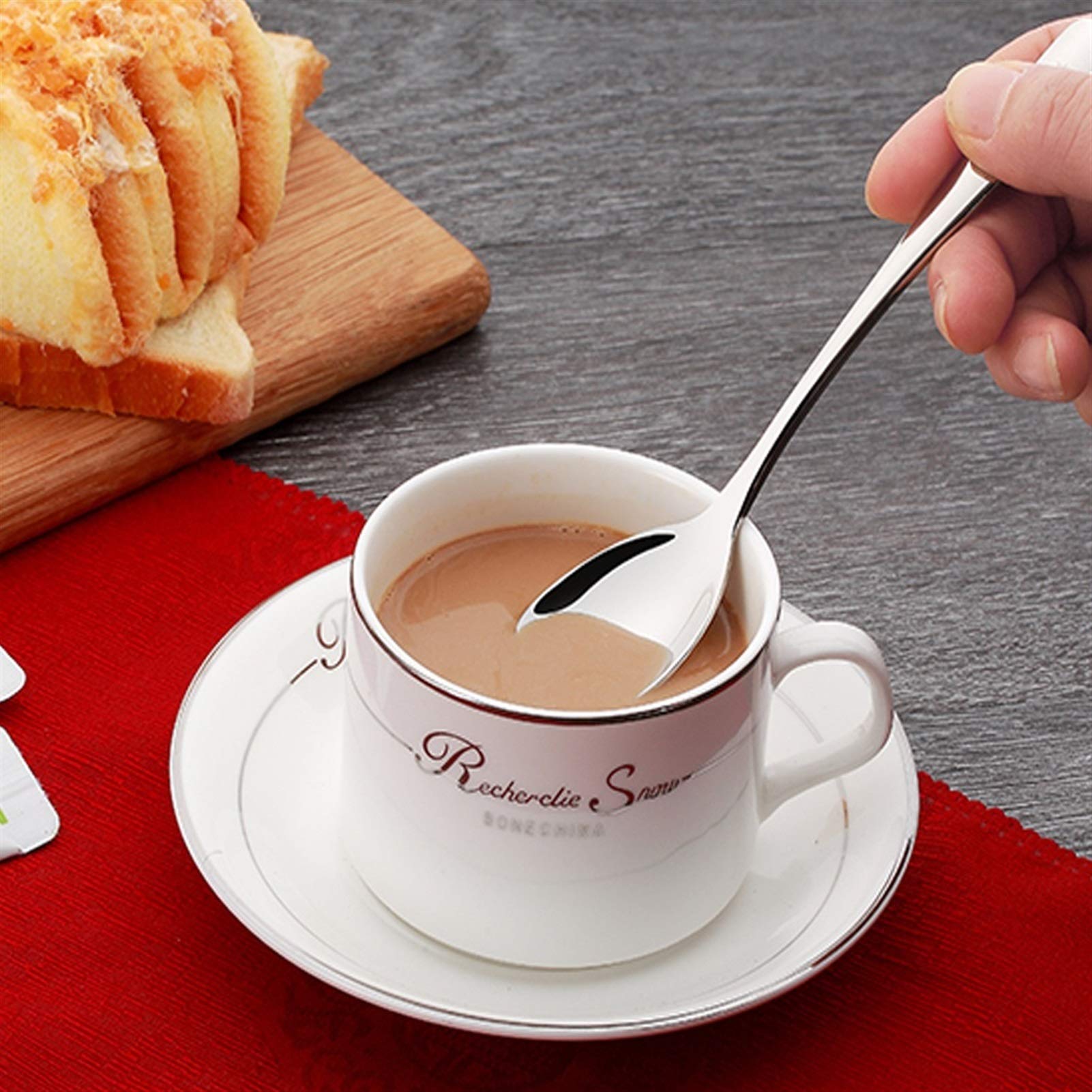 Miarki do kawy Stal nierdzewna Krótkie obroty Mieszanie Łyżka Juice Drink Milk Honey Coffee Mieszanie Stick Desery Łyżka Zagęszczona Kawa Łyżka Sugar Spoon Łyżeczki deserowe (Color : D)