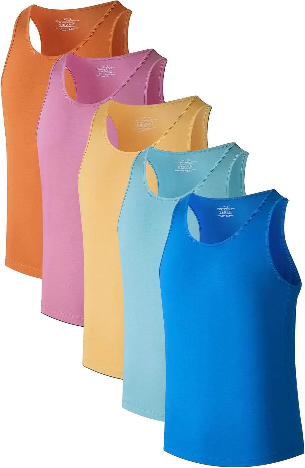 COLORFULLEAF Men's Bamboo Rayon Undershirts Tank Tops Men Crew Neck Stretchy Tank Shirts Pack(1 or 3)