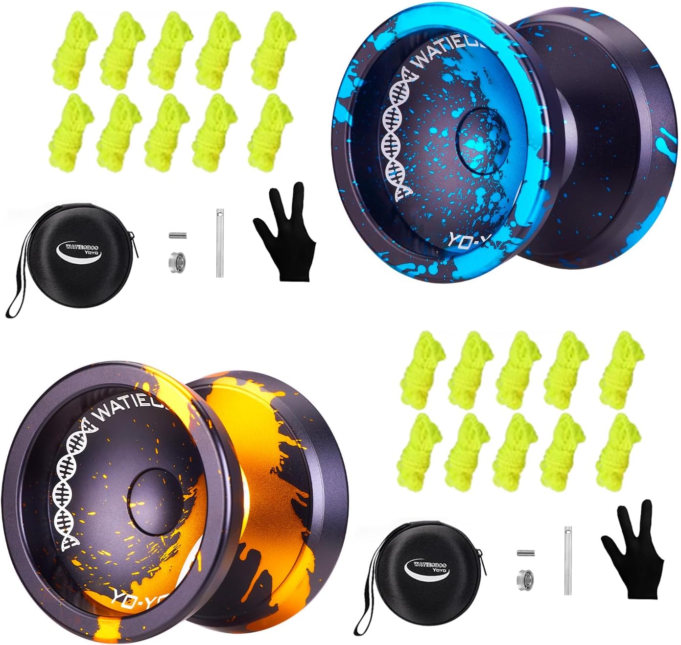 2 YOYO balls together - C130-C130 black blue + C130 black gold - more value