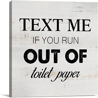 Text Me If You Run Out of Toilet Paper Wood Box Sign, Wooden Block Signs Rustic Bathroom Wall Art Desk Shelf Home Decor Block Plaque Print Painting 7x7 Inch