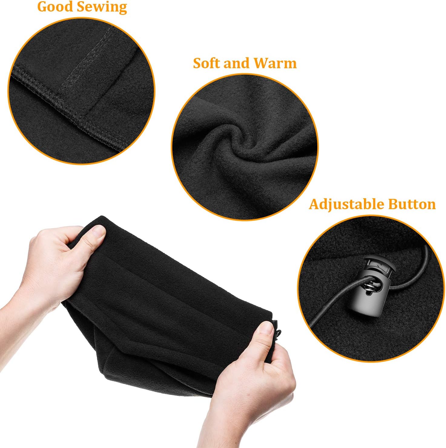 Boao 2 Pcs Winter Hood Balaclava Fleece Ski Face Mask for Men Women Cold Windproof Black Neck Full Sports Warmer Cap - Image 2