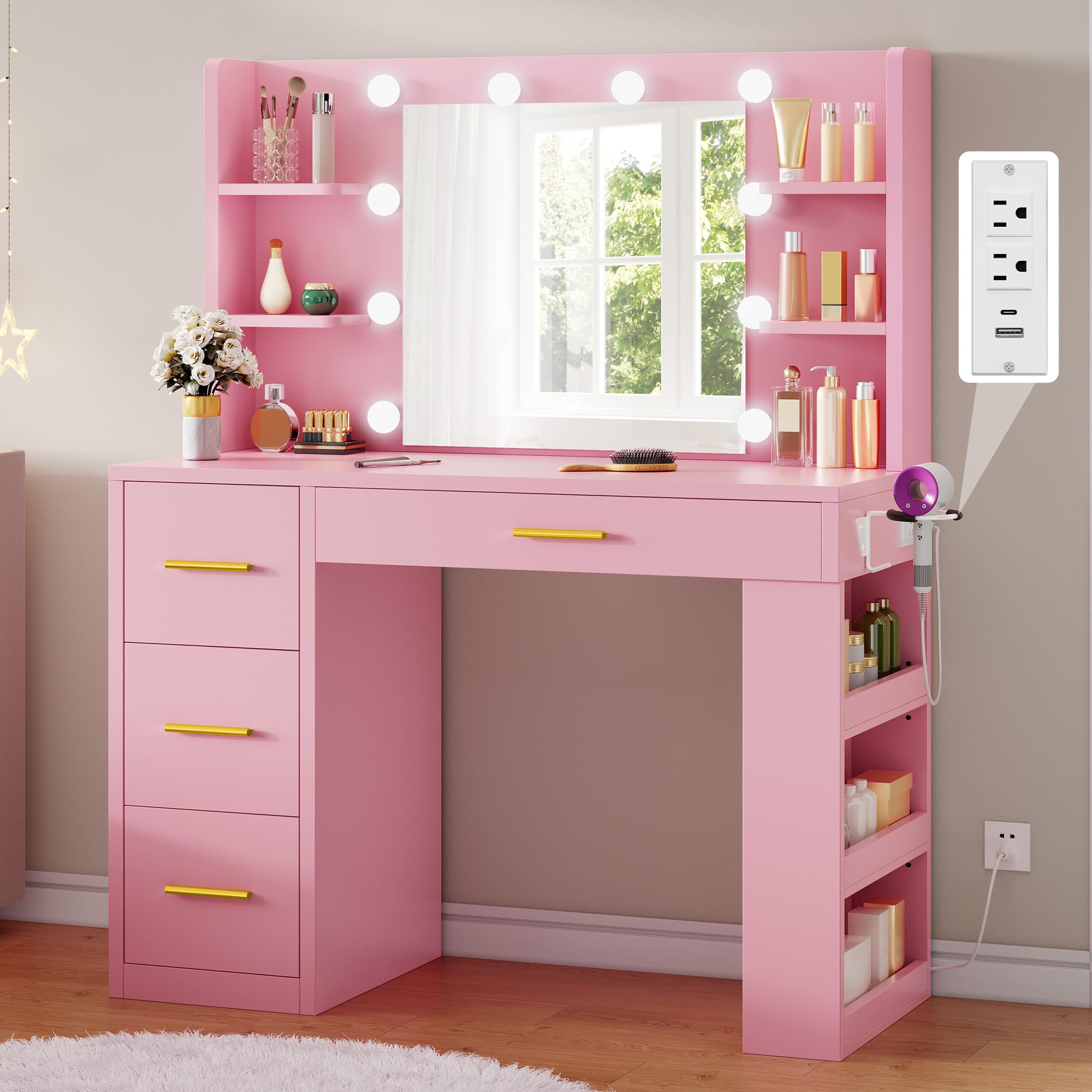 Amazon.com: YITAHOME Vanity Desk with Mirror & Lights | Makeup
