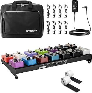 Guitar Pedal Board with Built-in Power Supply, Pedal Board 22 x 11" Lightweight 3.31lb Aluminum Alloy, PedalBoard with Pedal Cables, Bag, Hook Loop Strips PB-S22