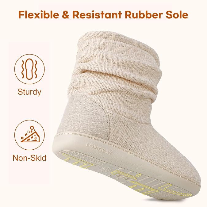 LongBay Women Slipper Boots Warm Memory Foam Indoor Outdoor House Shoe Gift