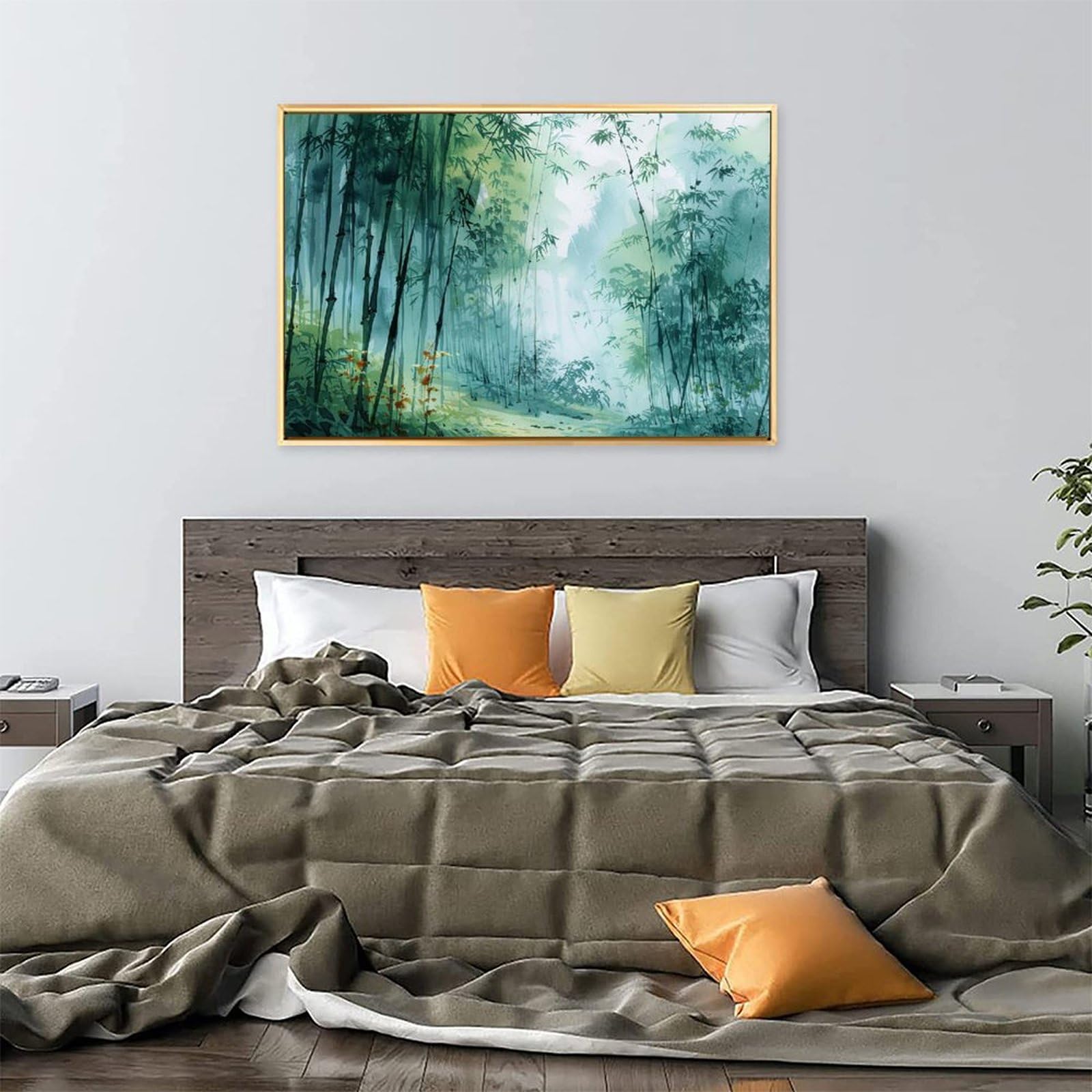 Amazon.co.jp: 絵画 静かな竹林インテリア 絵画 植物イラストアート