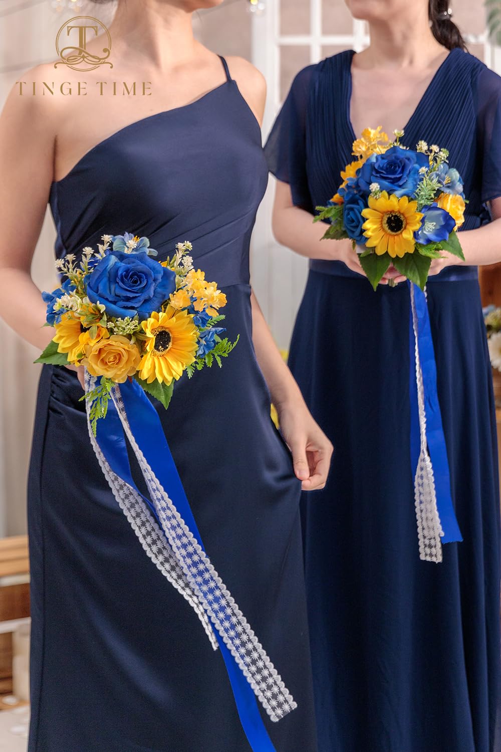 blu halo dress code Elise Navy Blue Balloon Sleeved Chiffon Dress by Dolly and Dotty