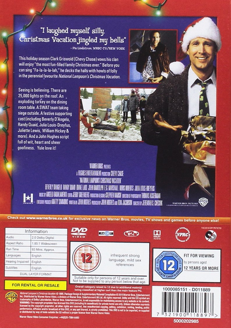 National Lampoons Christmas Vacation Uk Import Amazon De Chevy Chase Beverly D Angelo Juliette Lewis Johnny Galecki John Randolph Diane Ladd E G Marshall Doris Roberts Randy Quaid Miriam Flynn Cody Burger Ellen Latzen Jeremiah